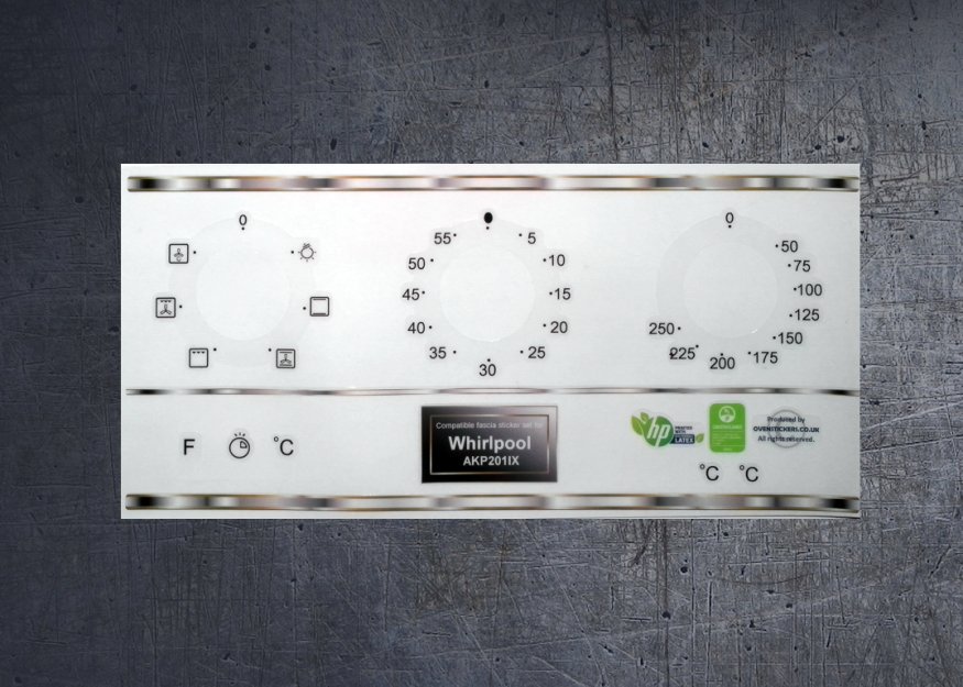 (image for) Whirlpool AKP 201 IX compatible panel fascia sticker set. - Click Image to Close