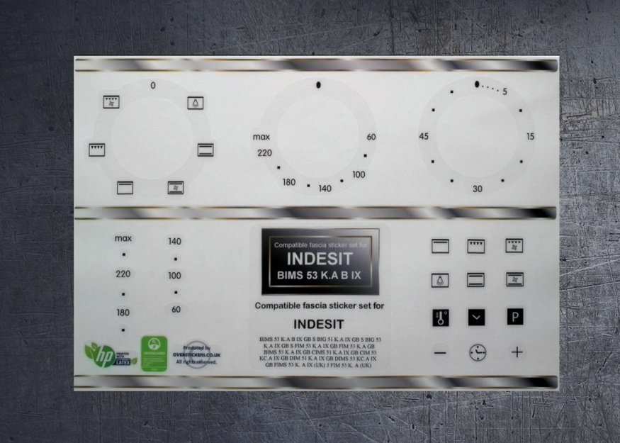 (image for) INDESIT BIMS 53 K.A B IX GB.BIG,FIM, compatible fascia stickers. - Click Image to Close