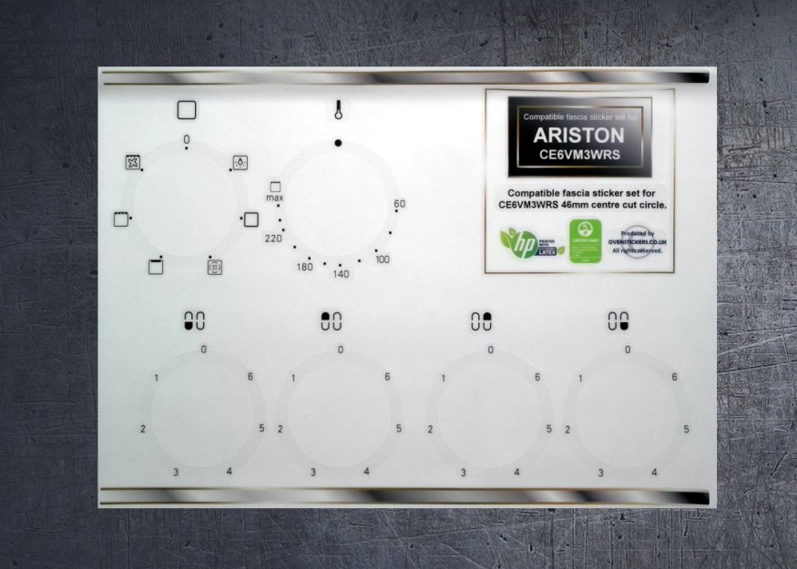 (image for) Ariston CE6VM3WRS Compatible fascia sticker set. - Click Image to Close