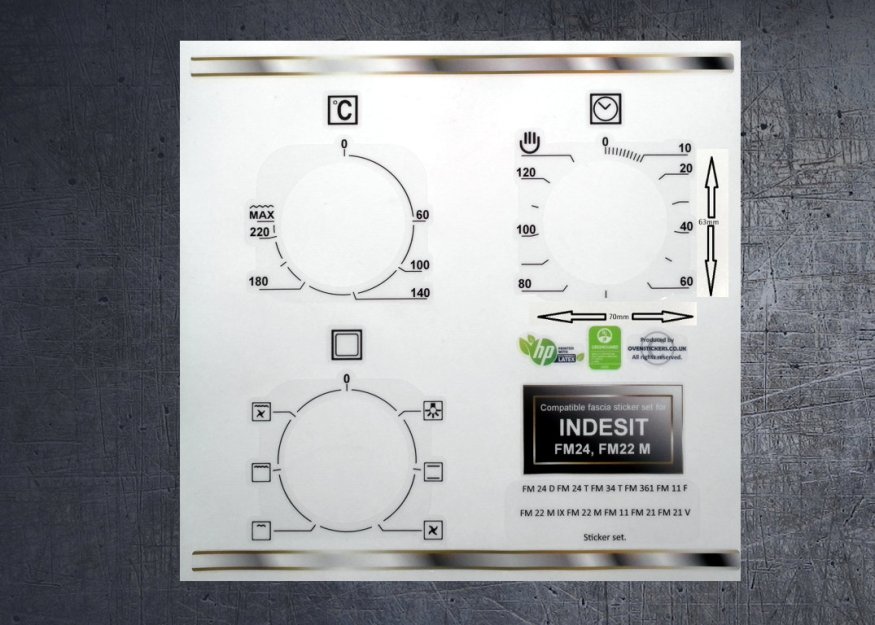 (image for) Ariston FM 24, FM34, FM22 M IX, FM21 compatible fascia panel stickers. - Click Image to Close