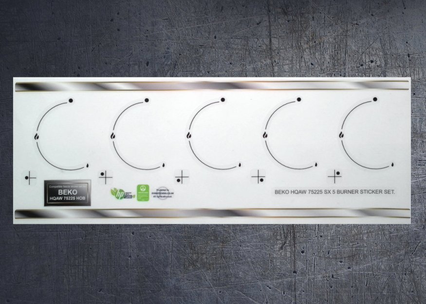 (image for) Beko HQAW 75225 SX compatible 5 burner hob sticker set. - Click Image to Close