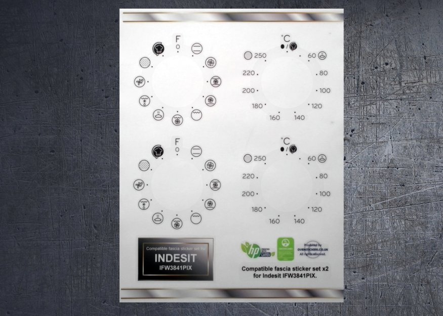 (image for) Indesit IFW3841PIX Compatible fascia sticker set x2. - Click Image to Close