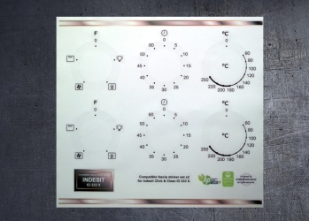 Indesit IO 233 X Compatible fascia sticker set x2. (image for) Indesit IO 233 X Compatible fascia sticker set x2.