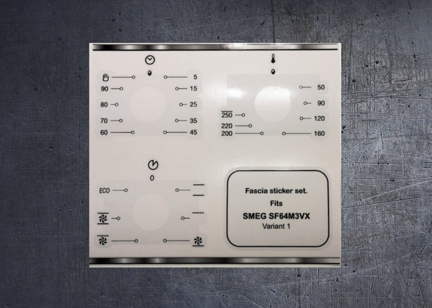 (image for) Smeg SF64M3VX compatible fascia sticker set. - Click Image to Close