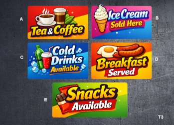 T3 catering stickers, various types. (image for) T3 catering stickers, various types.