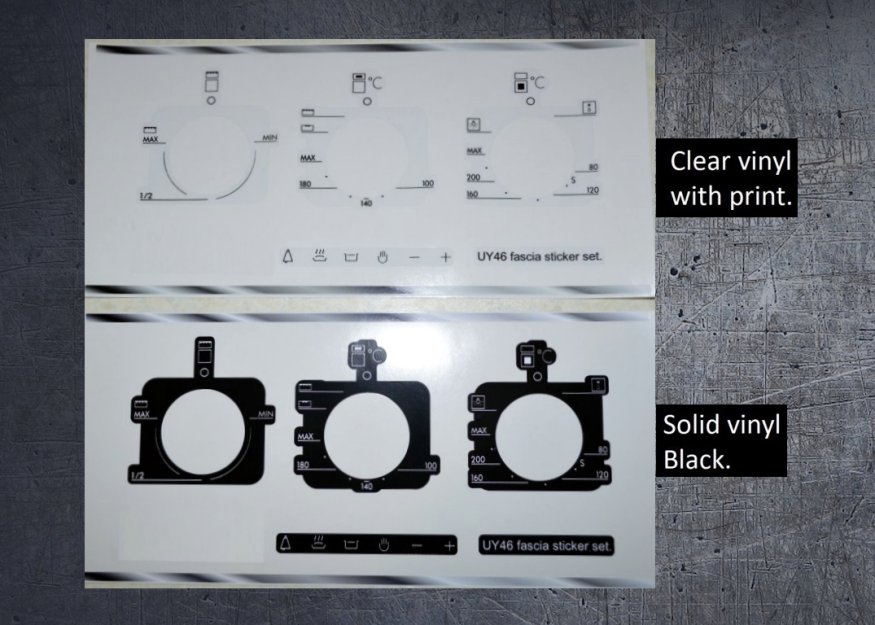 (image for) Hotpoint UY46 compatible fascia sticker set. - Click Image to Close