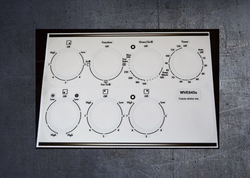 (image for) Westinghouse WVE645s compatible panel fascia sticker set. - Click Image to Close