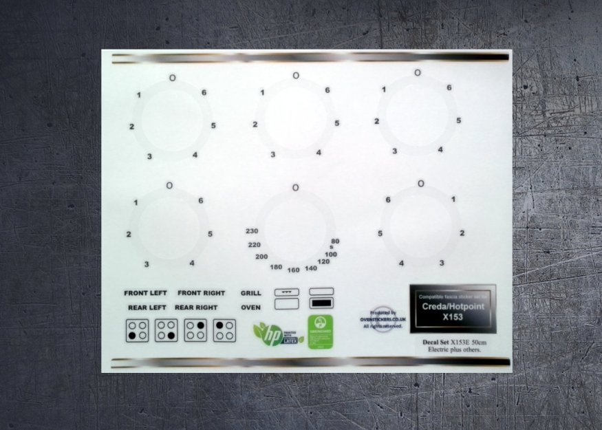 (image for) Hotpoint X153E compatible sticker set. - Click Image to Close